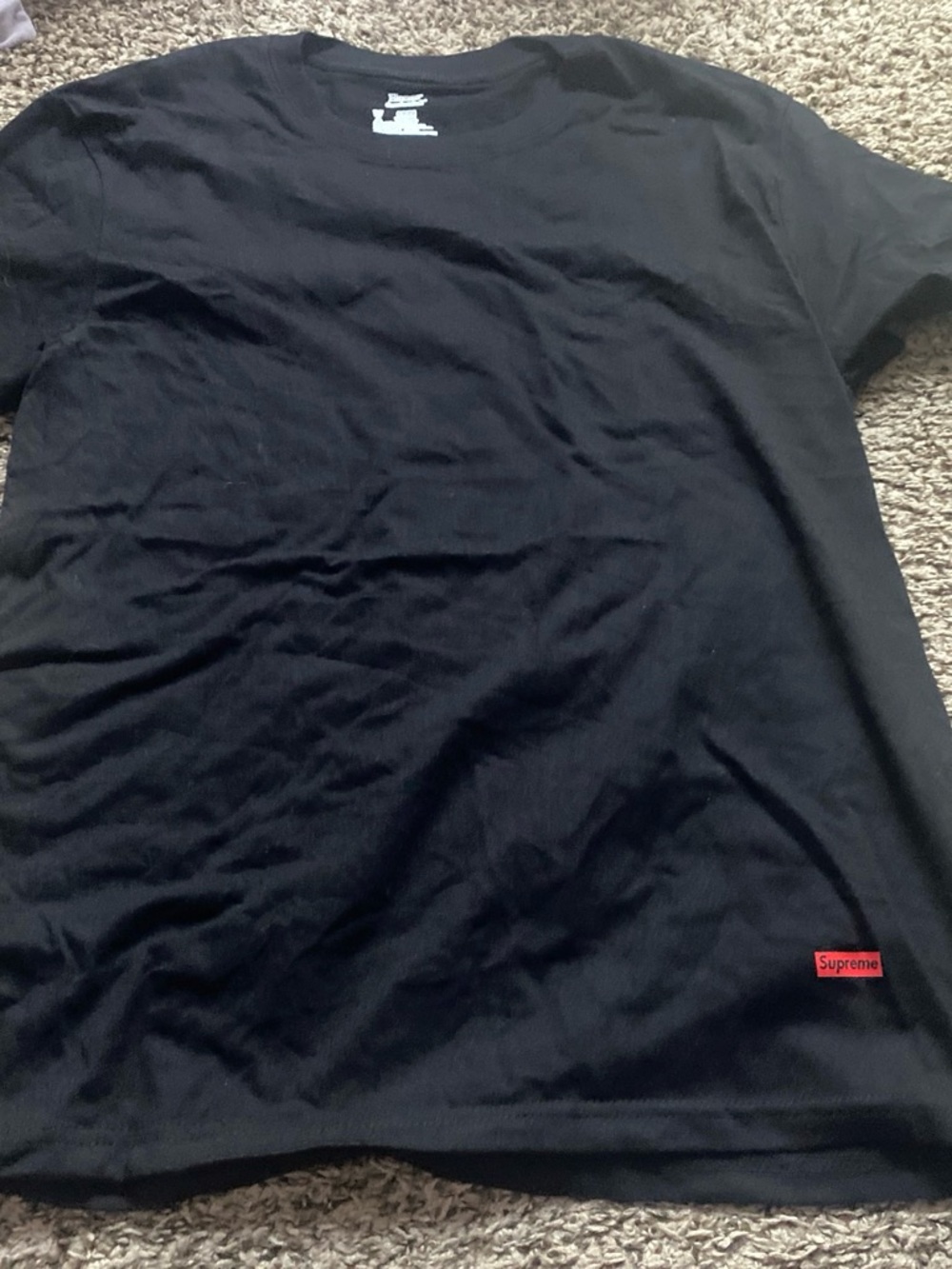 Hanes Black Men's Crewneck T-Shirt mens size small brand new 1 pair